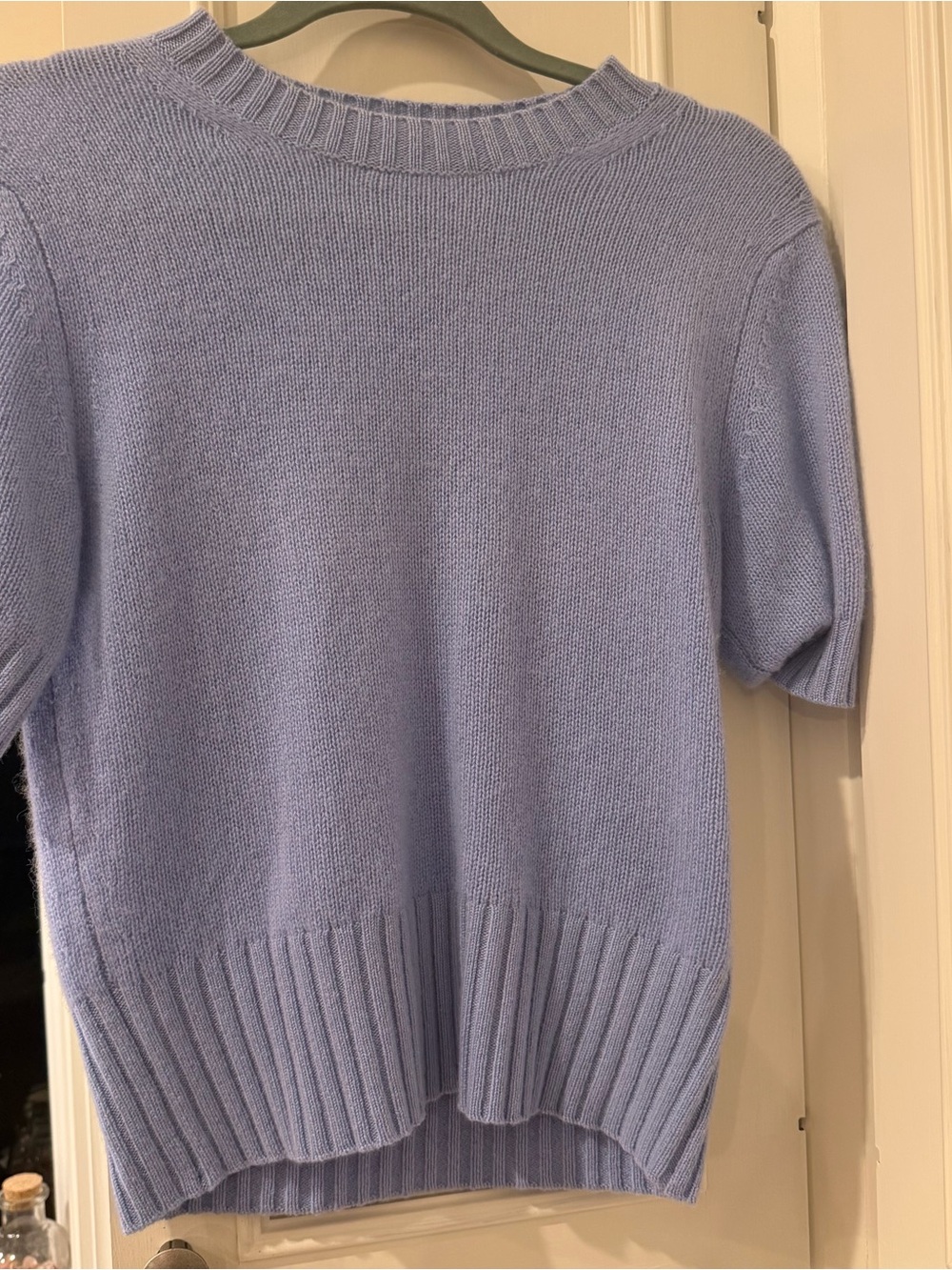 White + Warren  Lavender Short-Sleeve Women's Cashmere Sweater